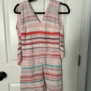 Striped Cold Shoulder Jumpsuit